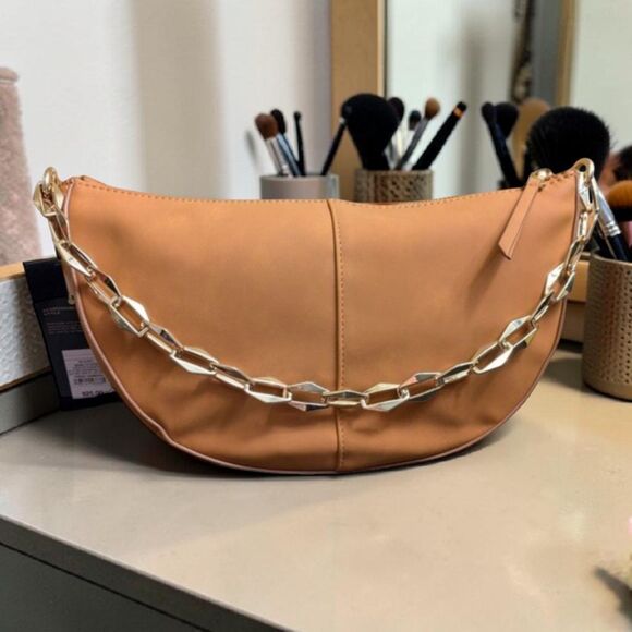 Universal Thread Handbags - Universal Thread Tan Shoulder Bag, Minimalist Faux Leather Crescent Purse